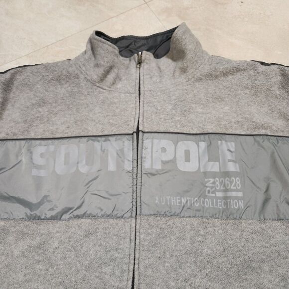 VTG Y2K Southpole Mens 2XL Reversible Spellout Fleece Bomber Jacket Streetwear - Picture 6 of 15